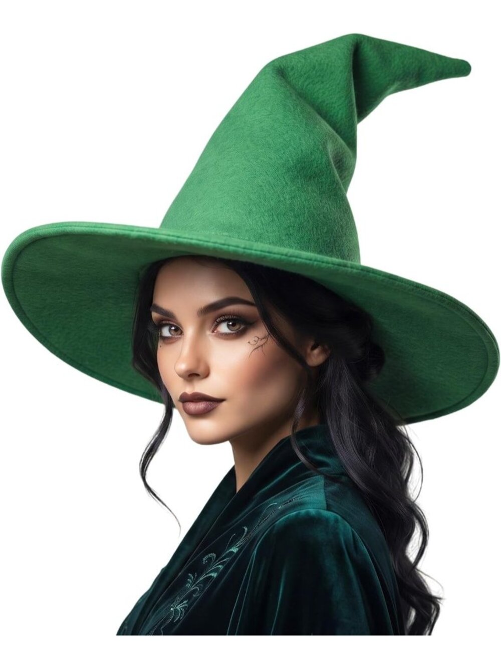 🎃Unisex Green Cosplay Accessories Christmas Masquerade Carnivals Felt Witch Hat